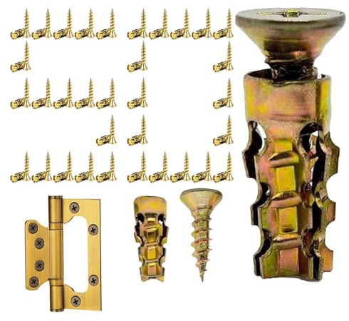 Tornillo de expansión para bisagras y reparación, Herrajes Metálicos de Expansión Cortos, Tornillos para reparar roscas bisagras puerta, en agujeros puertas armario, montaje muebles, pladur y bricolaj