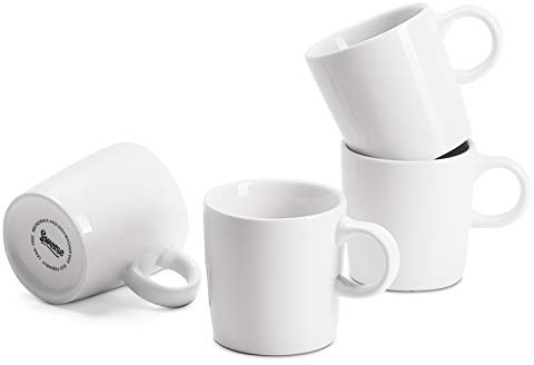 Sweese 3.5oz Porcelain Espresso Cups Set of 4, Mini Coffee Mugs Demitasse Cups - White