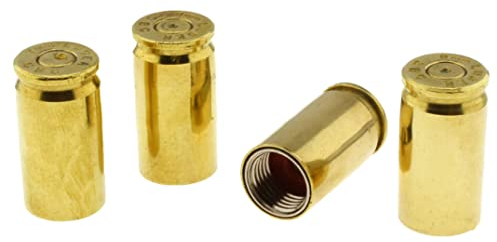 Screws4Bikes | 4X Ventilkappen Patronenhülse 9mm | Messing | universal für Auto, Motorrad, Moped, LKW