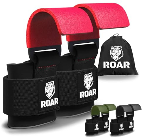 Ganci da polso per sollevamento pesi, allenamento palestra, guanti per bodybuilding deadlift fitness powerlifting weightlifting straps gym (Rosso)