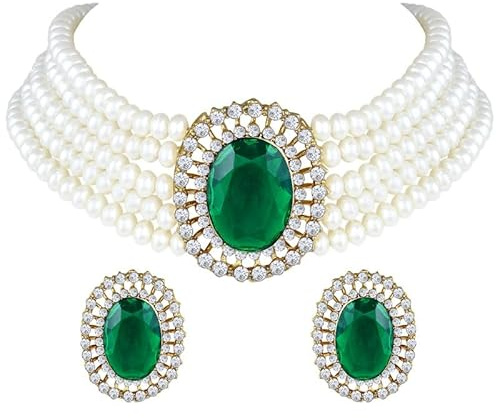 Aheli Kundan Pearl Multi Layered Beaded Necklace Earrings Indian Traditional Wedding Bharatanatyam jewellery set Gift for Women