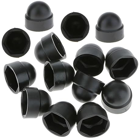 TERF® M6 Black Plastic Hex Nut Bolt Dome Cap Cover M6 (10mm Spanner) Nut and Bolt Protective Caps Cover Hexagonal - Pack of 20