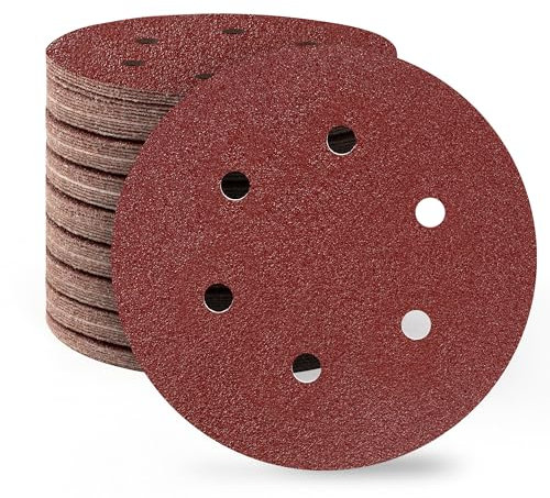 SATC 150mm Sanding Discs 80PCS 40 Grit 6 Holes Orbital Sander Discs Hook and Loop Sanding Pads for Random Orbital Sander