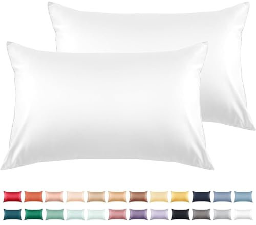 Warmstar Kissenbezug 40x80 Baumwoll Weiß 2er Set,100% langstapeligeer Baumwolle kissenbezüge 600er Fadenzahl Satinbindung Ultra weich atmungsaktiver Umschlag Kissenbezug für Kissen 40x80cm