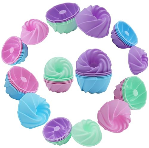 Tongjude 48 Stück Silikon-Donut-Form, Antihaft, wiederverwendbare Silikon-Backformen, einschließlich Mini & Medium Spiral Silikonformen, hitzebeständig Backformen