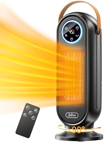 Space Heaters for Indoor Use, 16 Inch Portable Electric Heater for Office, 1500W Fast Heating Space Heater with Thermostat, 90°Oscillation, 12H Timer, Remote, Safe, Ultra-quiet Room Heater for Bedroom