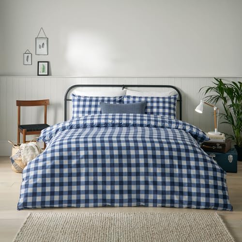 furn. Ensemble de Housse de Couette à Carreaux Vichy Hartsford - Marine - Très Grand Lit, King