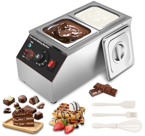 MOOTACO Tempéreuse À Chocolat,2x1/6 GN Electrique Réchauffeur de Liquide Acier Inoxydable Capacité Chauffe-liquide Commercial de Chauffage de Chocolat,pour La Maison et Les Restaurants Utilisation