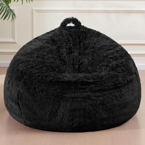 GWFBLID Puff Gigante de Piel Sintética de Pelo Largo Silla Grande de Puf - Muebles Gigantes Rellenos de Espuma con Fundas Lavables a Máquina Sofa Puf Gigante Moderno sin Relleno