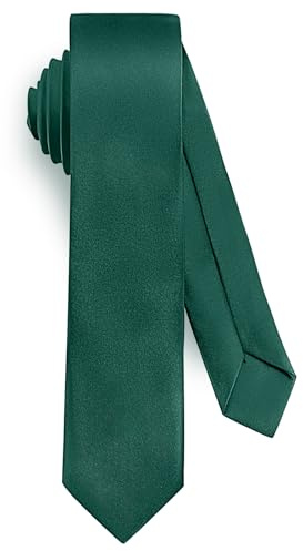 URAQT Men Ties, Classic Men's Solid Satin Neck Tie, Premium Pure Color Necktie with Multiple Colors, Formal Neckties for Men Business Wedding Party Work Tie, Green-5cm
