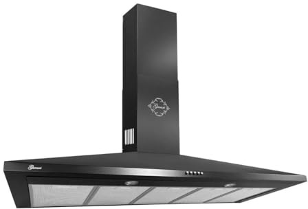 GURARI Cappa aspirante C 147 BL 120 N – Cappa da parete 120 cm 1000 m³/h Nero Cappa aspirante a 3 gradini