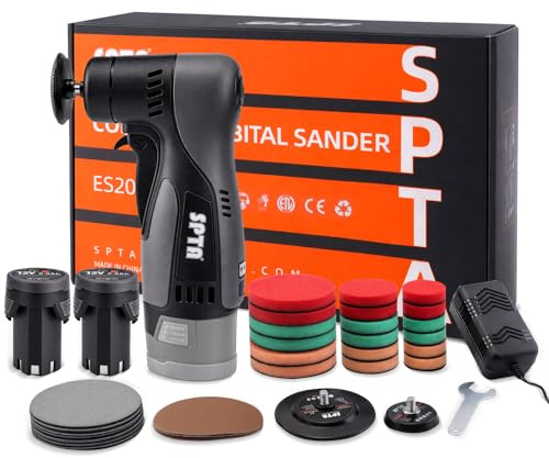Cordelss Mini Random Orbital Angled Sander, Battery Sander, SPTA 1 inch/2 inch/3 inch -5mm Orbit Palm Sander with Brushless Motor for Sheet Metal and Paint Repair, Woodworking, Primary Wood and Panel