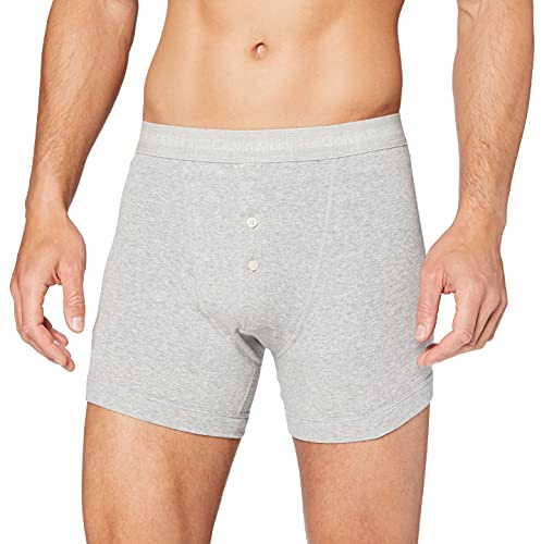 Calvin Klein - Calvin Klein Boxer Brief - Button Fly - Long Leg Boxers for Men - Mens Boxer Shorts - Boxer Shorts Men - Pack of 1 - Grey - Large