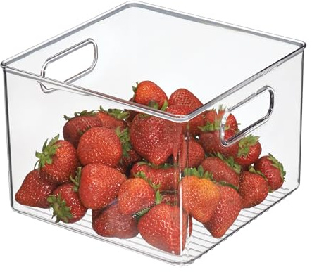 iDesign Pantry Storage Bin with Handles for Kitchen Cabinets or Fridge - Clear - Made in USA