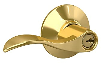 SCHLAGE Accent Keyed Entry Door Handle, Reversible, Bright Brass