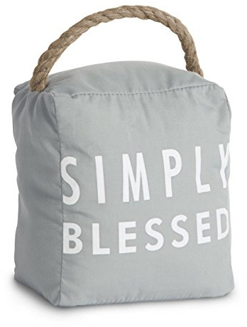 Pavilion Gift Company - Open Door Decor 5 x 6 Gray Door Stopper Simply Blessed