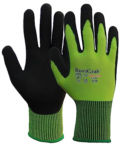 Ruvigrab - Guanto da lavoro in lattice Sandy | Guanti anti-scivolamento | Guanti da giardinaggio | Guanti per industria, costruzione, agricoltura | Guanto da lavoro uomo e donna