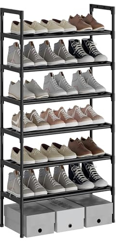 AcornFort® S-5 6 Niveles ajustable zapatillas estante organizador zapatos diseño resistente, ahorro de espacio (Negro)