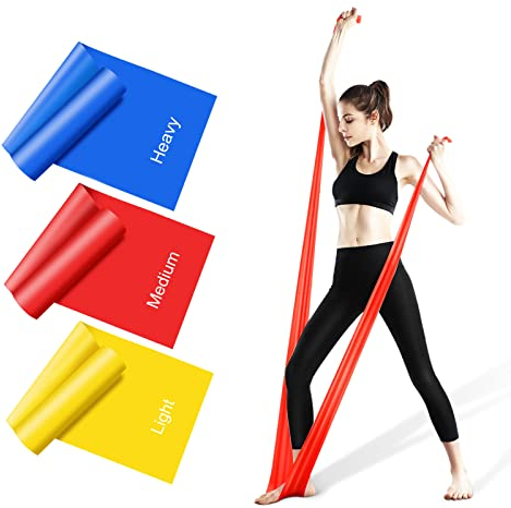 Resistance Bands Set, [Set of 3] 1.5M/4.9ft Skin-Friendly Exercise Bands with 3 Resistance Levels,Workout Resistance Bands Set for Women Men,Ideal for Strength Training,Yoga,Gym,Pilates,Fitness
