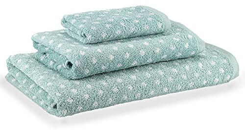 CASTMA - Toallas de Baño Gama Dots | Set de 3 Toallas de Rizo Jacquard 100% Algodón para Tocador (30 x 50 cm) Lavabo (50 x 100 cm) Ducha (70 x 140 cm)