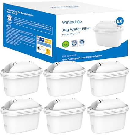 Waterdrop Filterkartuschen, Kalkschutz, Ersatz für Brita® Maxtra+® Plus, Maxtra Pro® All-in-1 Wasserfilter, Kompatibel mit Brita® Marella® Kanne, TÜV SÜD, NSF Zertifiziert (6)