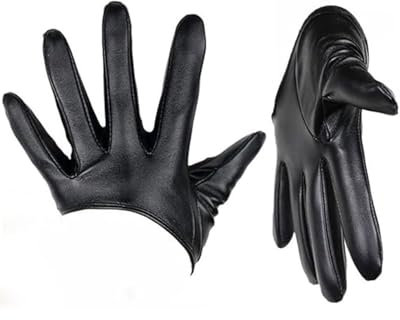 UYRVAPE Leder Half Palm Short Handschuhe Unisex Gothic Full Finger PU Leder Tanz Männer Performance Kleid