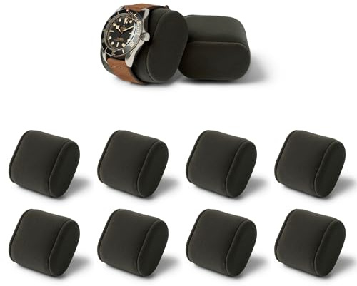 TAWBURY Lot de 8 coussins de montre taille XS pour poignets de 14 à 16,5 cm, largeur 5,6 cm, compatibles avec nos boîtes de montre Bayswater à 8 emplacements (anthracite)