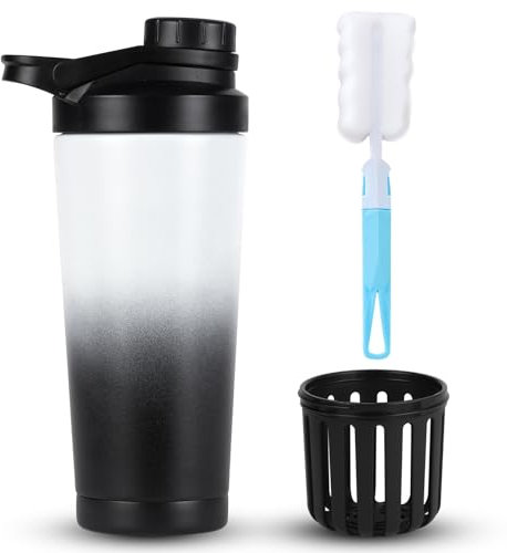 AOGOE Protein Shaker Bottle, 750ml Insulated Stainless Steel, Double Wall, Leak Proof, Gym & Sports Shaker Cup