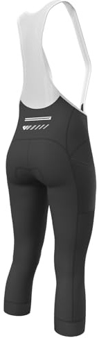 Lo.gas Fahrradhose Damen Gepolstert 3/4 Radlerhose Trägerhose Atmungsaktiv Bib Shorts Elastische Radhose Mit TräGer,High-Waist Radlershorts mit UPF50+ L Schwarz