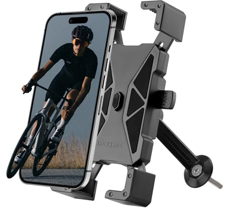 ROCKBROS Bike Phone Holder, Shock Absorption Motorbike iPhone Mount, 360° Rotation Bicycle Phone Holder, Cycling Accessories for Smartphone up to 7.2''