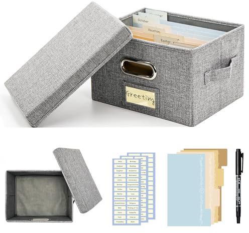 Remowith Grußkarten-Organizer-Box 26 cm, Grau