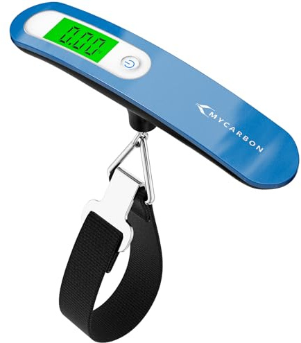 MYCARBON Digitale Kofferwaage Gepäckwaage Analog für Reisekoffer Küche Angeln 50KG / 110 lb Hängewaage Digitalwaage Fischwaage (Blau)