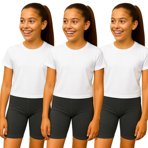 PopCouture Pack of 3 - Girls Premium Activewear Gymnastics Sports Cycling Shorts 1-2 Year Dark Grey