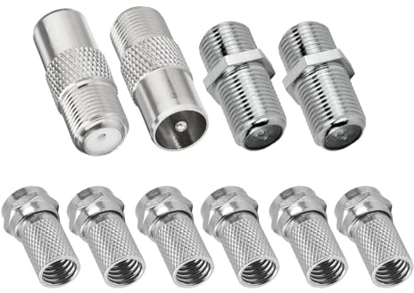 10 Pcs F Plug Connectors Waterproof Micro Screw/Twist On Aerial Coaxial Cable Rg6.Coaxial Cable Connector，Tv Aerial Connector，Satellite Cable Connectors，Aerial Connectors，F Type Connector，F Connector.