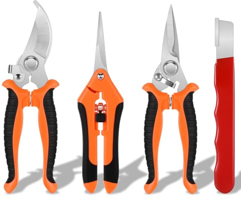 Alitree 4 Piezas Tijeras de Podar, Tesoura de Podar Ergonómicas | Tijeras de podar de acero inoxidable, Hasta 30 mm de diámetro de corte, para Cortar Ramas Plantas Recoger Frutas árbol Flor
