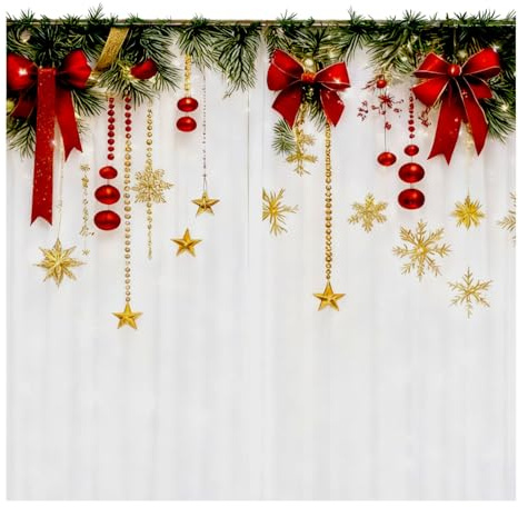 2 Stück Weihnachtsvorhänge - 2D Flachdruck Weihnachtsgardinen Mit Weihnachtsmotiv, Voile Gardinen Vorhänge Fenster, Scheibengardinen, Vorhänge Weihnachten Wohnzimmer (A, 100x140cm)