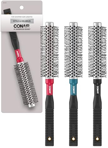 Conair Style & Volumize Metal Round hair brush - Blow Drying brush - Hairbrush for Short Hair Length - Color at random -1 Count