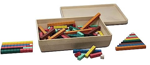 WISSNER® Rechenstäbe 126 Stück – Bunte RE-Wood Rechenstäbe für spielerisches Zahlenverständnis, Grundschule, Montessori-inspiriertes Lernen, Zahlenstäbe