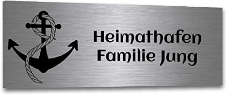 Jung Edelstahl Design Türschild aus Edelstahl mit Lasergravur Namenschild Briefkastenschild Schild selbstklebend Büroschild (120 X 40 mm)