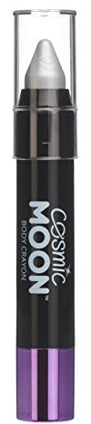 Cosmic Moon - Metallic Face Paint Stick/Body Crayon makeup for the Face & Body - 3.5g - Easily create designs like a pro! - Silver