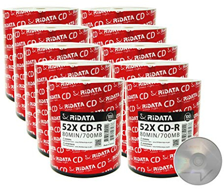 1000 Pack Ridata CD-R 52X 700MB 80Min Branded Logo Blank Media Recordable Disc