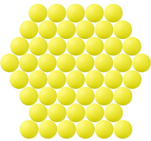 Lot de 50 ou 80 balles de ping-pong de 40 mm de couleurs assorties, balles en plastique multicolores pour bière-pong, arts et artisanat, décoration de fête, balles de chat (50 pièces, jaune)