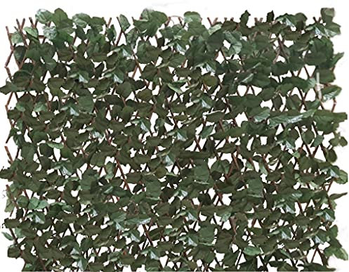 UETIAN Artificial Ivy Screening on Willow Trellis 2m x 1m Fence Hedge Maple Leaf Expanding Garden Cover Wooden