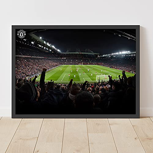 Manchester United Print - Stretford End Goal Design Man Utd Wall Art Poster (A2, Framed - Black)