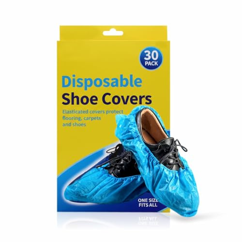 30 Pair Shoes Covers Blue Disposable Heavy Duty Nonwoven Boot Safety Cover Foot Covering Overshoes Waterproof Non Slip One Size Fit Most Shoe Protectors Set Carpet And Floor Cleaning Accessories