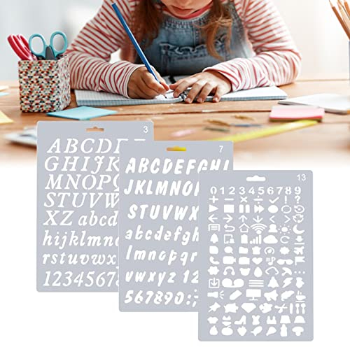 TUKNN Schablonen Buchstaben, Malschablonen Kunststoff, Bullet Journal Schablonen Set, 3 Stück Zeichenschablonen Alphabet für Notebook Tagebuch Sammelalbum Graffiti Karte DIY-Malerei-Bastelprojekte
