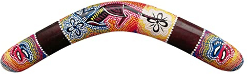 Wogeka - 40 cm bemalter Boomerang - im Australien Style aus Holz als Geschenk-Idee zu Weihnachten Geburtstag Dekoration - Handarbeit Schnitzerei von Bali Bumerang (bunt)
