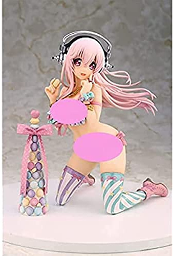 REOZIGN Super Sonico avec Macaroon 1/7 Figurines Statue Bikini Maillot de Bain Fille 13cm / 5.1 Pouces PVC Japan Adult Toy Action Figure Collection Décoration Poupée de Figurine