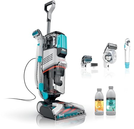 Shark CarpetXpert | Upright Carpet, Area Rug & Upholstery Cleaner | Carpet Shampooer with StainStriker Handheld Tough Stain Eliminator | Removes Tough Stains & Odors | 3 Cleaning Tools | White | EX201