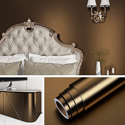 Livelynine Papel Adhesivo Pared Dorado 40CMx10M Papel Pintado Autoadhesivo Pared Dormitorio Cocina Oro Vinilo Adhesivo Muebles Cocina Metalico Armarios Nevera Papeles Tapiz Paredes Cocinas Baño